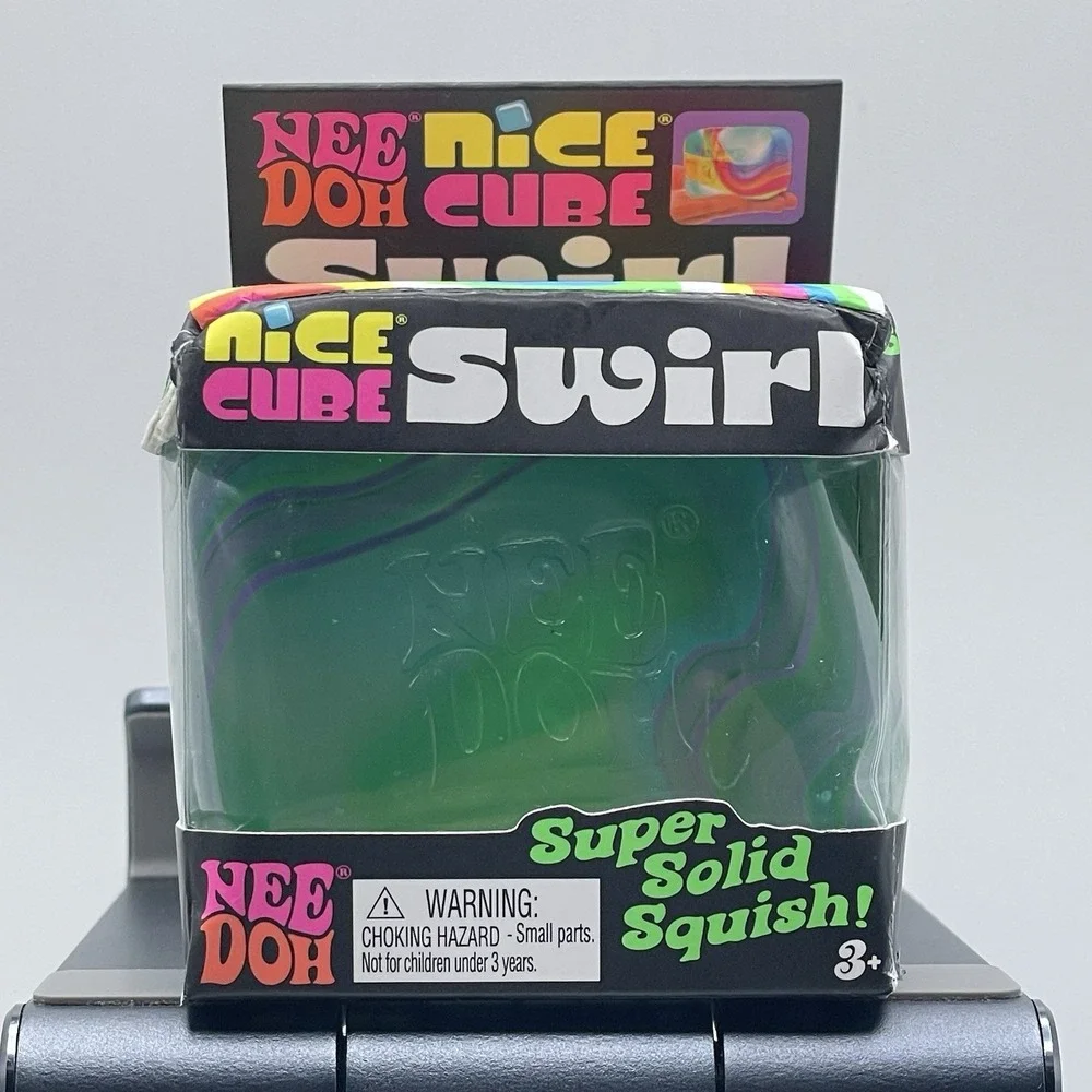 Needoh Nice Cube Swirl Lot Of 3 Fidget Toys Sensory Green Purple Super Squish